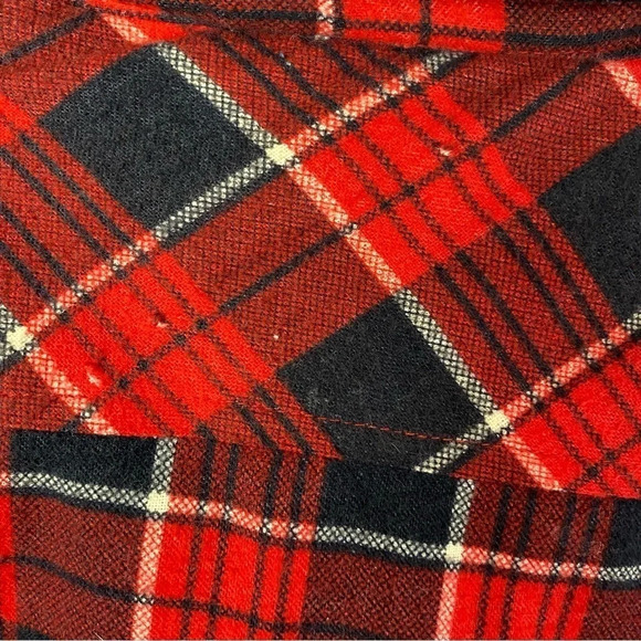 Vintage 90s Flannel Shirt Jacket Mens Size Large Quilted Oversized Shacket Red - Picture 10 of 10